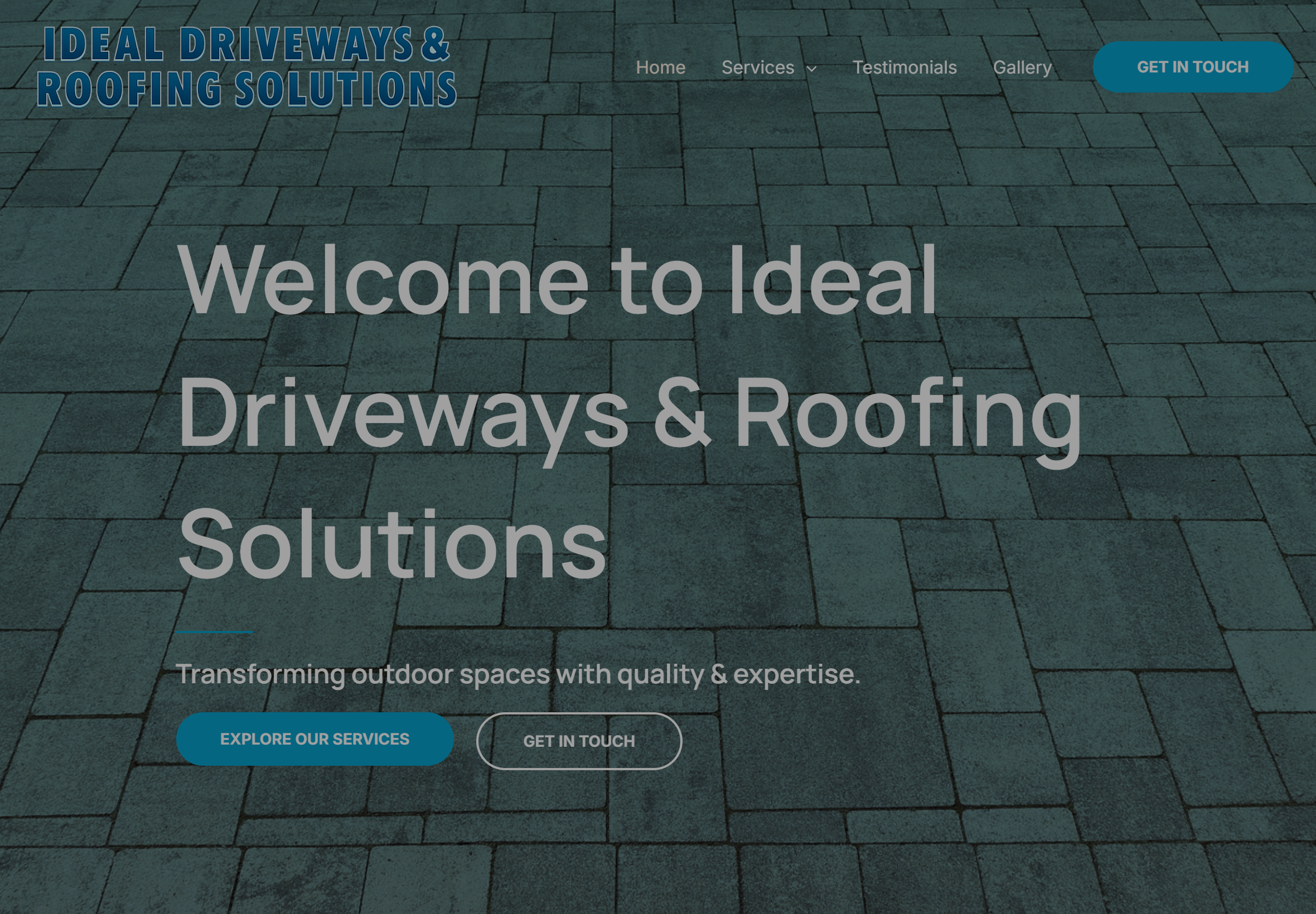 Screenshot of website homepage of Ideal Driveways and Roofing